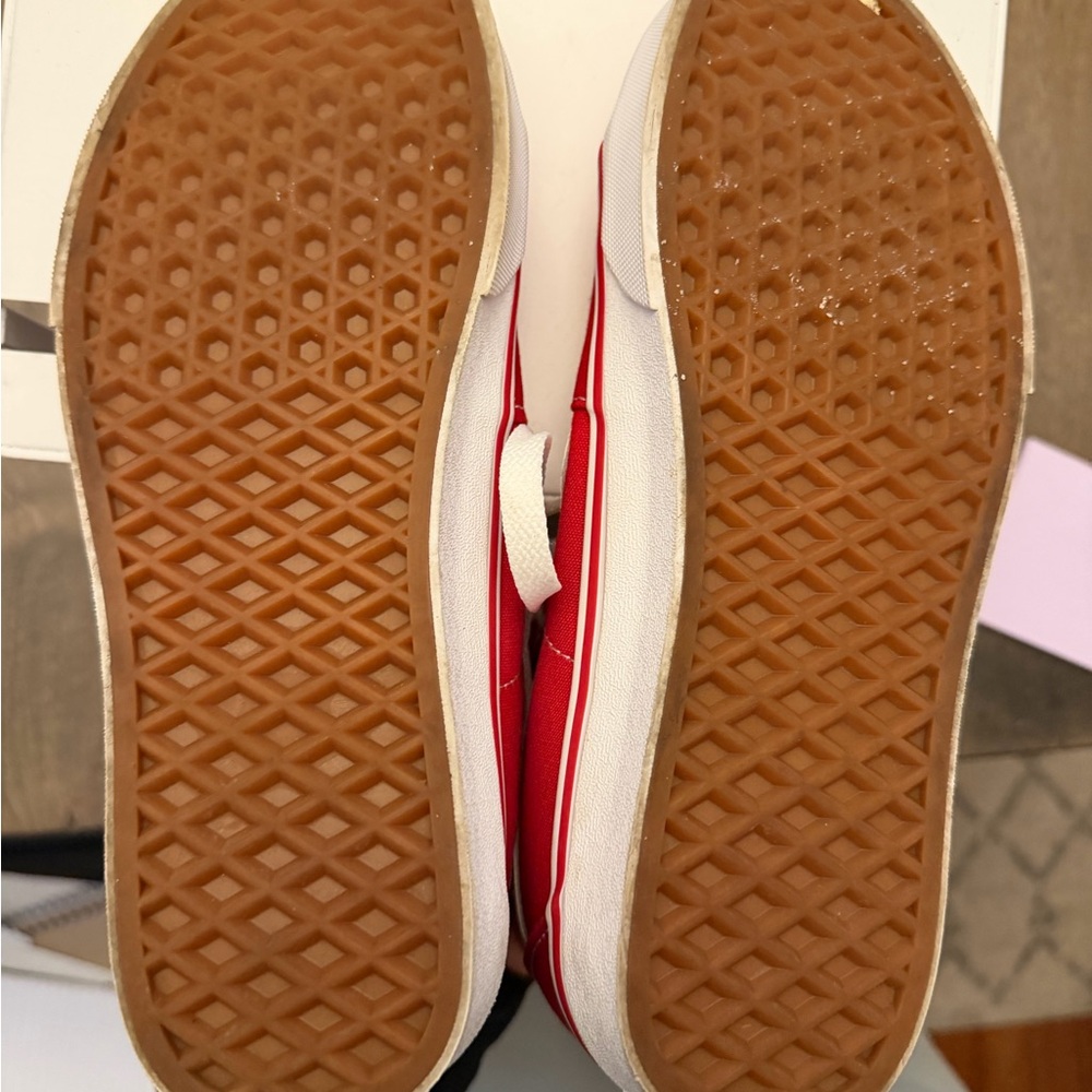 Vans Red and White Sk8-Hi Canvas High-Top Sneakers - Picture 4 of 6